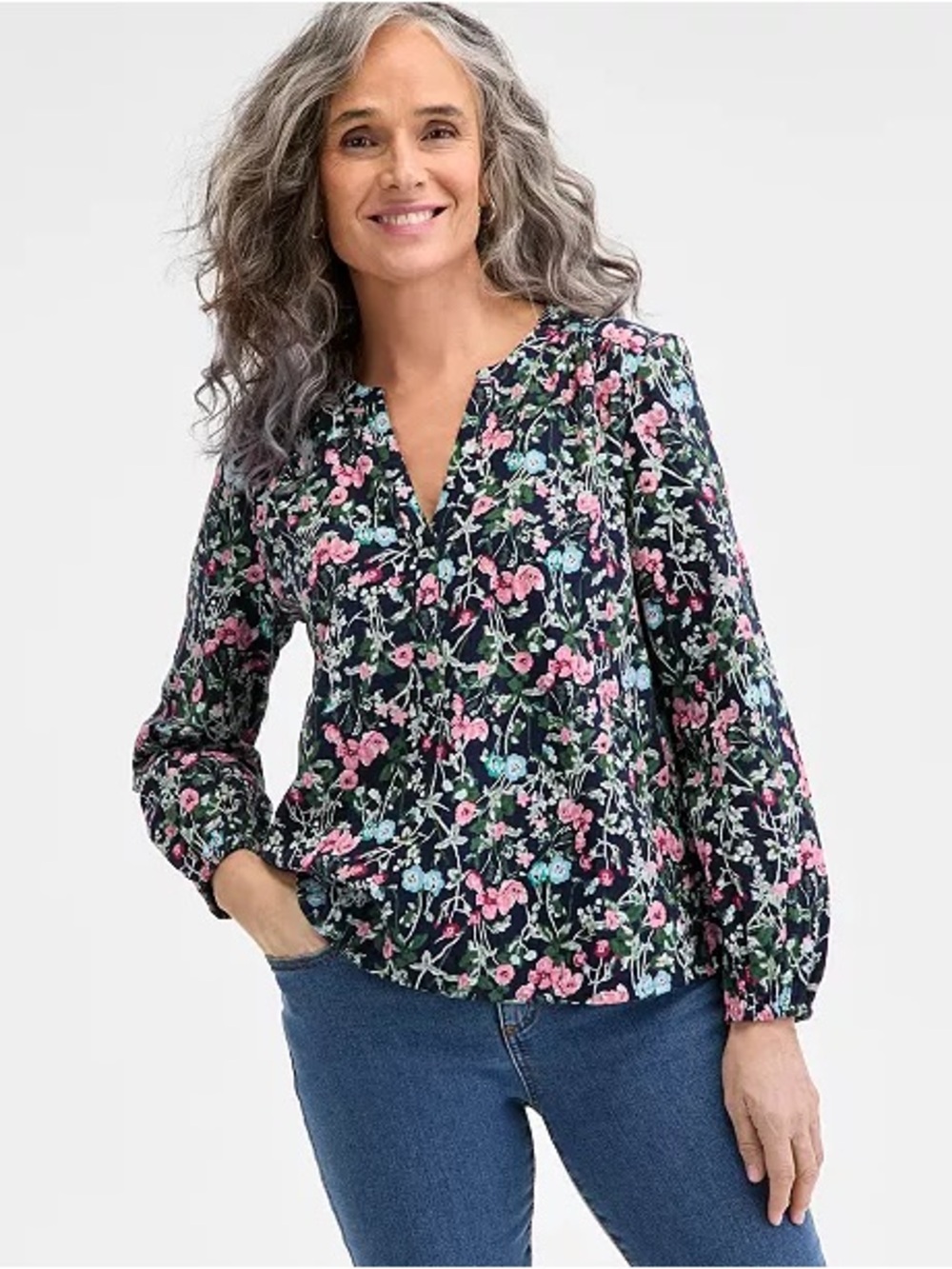 Style & Co Macy’s 100% Cotton Gauze Floral Print Popover Blouse - Size 2X